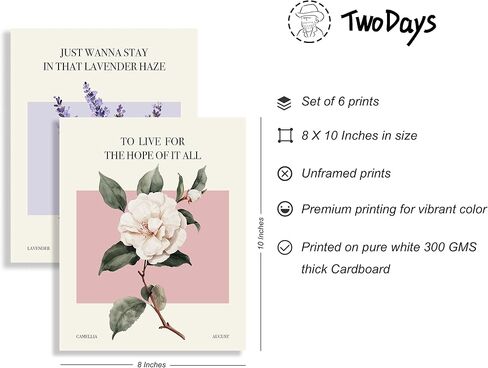 ملصقات مستوحاة من موسيقى TwoDays Taylor، فن جداري على شكل زهرة عتيقة مذهلة لهدايا المعجبين، كلمات أغنية زهرية نابضة بالحياة لتزيين غرفة النوم. (8 × 10 بوصة، مجموعة من 6 قطع، بدون إطار) in Kuwait