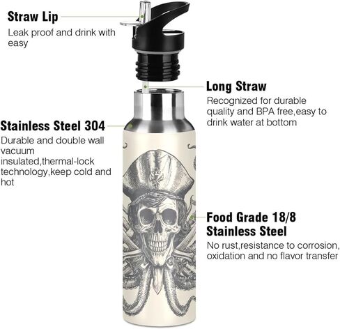 xigua 22 OZ Blue Butterflies Water Bottle with Straw, Sports Water Bottle BPA Free Stainless Steel Water Jugs for Gym, Kitchen, Working, Outdoor in Kuwait