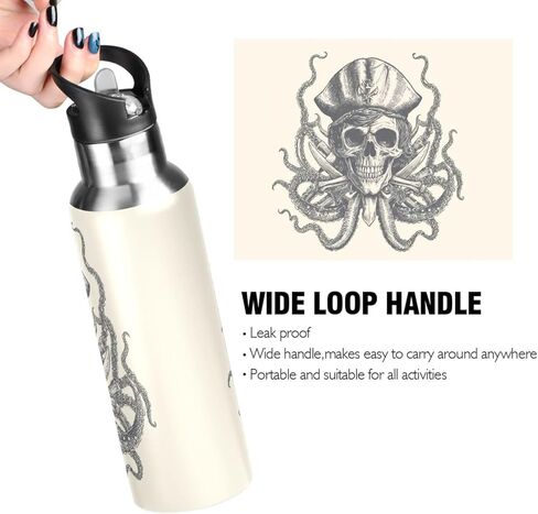 xigua 22 OZ Blue Butterflies Water Bottle with Straw, Sports Water Bottle BPA Free Stainless Steel Water Jugs for Gym, Kitchen, Working, Outdoor in Kuwait