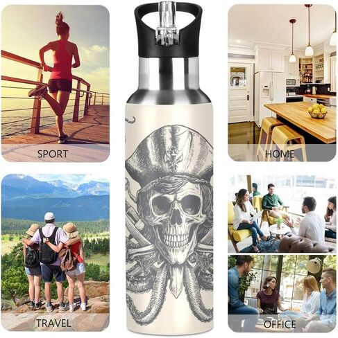 xigua 22 OZ Blue Butterflies Water Bottle with Straw, Sports Water Bottle BPA Free Stainless Steel Water Jugs for Gym, Kitchen, Working, Outdoor in Kuwait