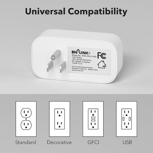 قابس ذكي بلوتوث BN-LINK، مخرج ذكي يعمل مع البلوتوث مباشرة، جهاز تحكم عن بعد عن طريق التطبيق، لا يتطلب محور، 4 عبوات in Kuwait