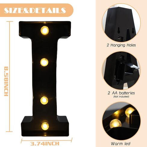 حروف مضيئة LED، 26 مصباح حروف أبجدية، حروف صغيرة مع أضواء، أضواء حروف تعمل بالبطارية للحفلات، الطاولة، ديكور الحائط (حرف-A) in Kuwait