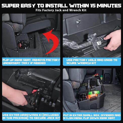 Underseat Storage Compatible with Crew Cab Chevy Silverado/GMC Sierra 1500(2014-2018)&2500 3500 HD(2015-2019), Upgraded Rear Under Seat Organizer Cargo Box for 2019 1500 Ld/Lt in Saudi Arabia