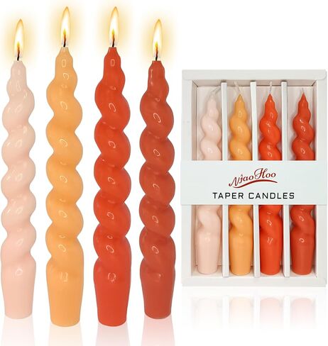 10 Inch Candlestick Pink Spiral Taper Candle Spiral Twisted Candles Unscented Swirl Candlesticks for Home Décor Wedding Party Dinner Valentine's Day Candles Date, Set of 4 in Saudi Arabia