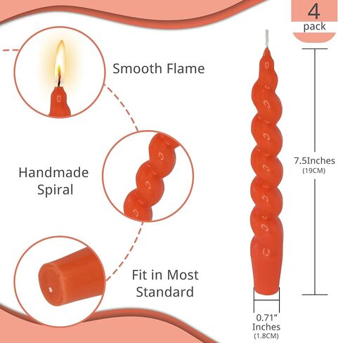 10 Inch Candlestick Pink Spiral Taper Candle Spiral Twisted Candles Unscented Swirl Candlesticks for Home Décor Wedding Party Dinner Valentine's Day Candles Date, Set of 4 in Saudi Arabia