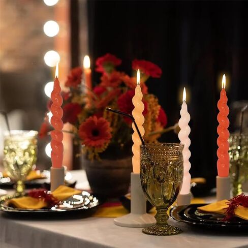 10 Inch Candlestick Pink Spiral Taper Candle Spiral Twisted Candles Unscented Swirl Candlesticks for Home Décor Wedding Party Dinner Valentine's Day Candles Date, Set of 4 in Saudi Arabia