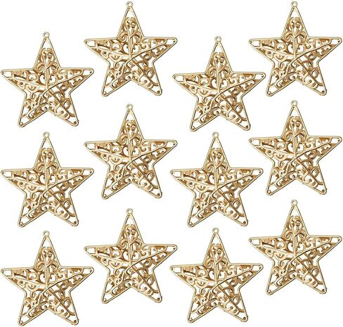 3D Gold Star Christmas Tree Ornaments (4 x 1.5 x 4 Inches, 12 Pack) in Saudi Arabia