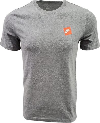 تي شيرت Nike Sportswear للرجال بشعار (X-Large، رمادي منقط (شعار مربع برتقالي نيون)) in Saudi Arabia