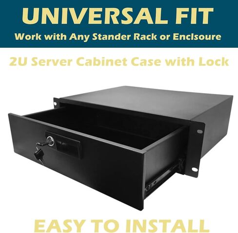 TECHTOO رف جبل درج رف درج DJ رف حالة خادم خزانة مع مفتاح وقفل لخادم المعدات 19 بوصة AV DJ خزائن رفوف (3U) in Kuwait