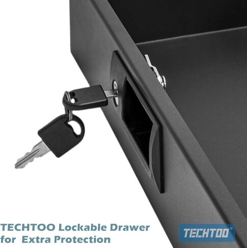 TECHTOO رف جبل درج رف درج DJ رف حالة خادم خزانة مع مفتاح وقفل لخادم المعدات 19 بوصة AV DJ خزائن رفوف (3U) in Kuwait