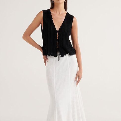 Women Y2K Crochet Vest Top Tie Front Knit Sleeveless Tank Top V Neck Button Down Crop Top Streetwear(H-Knittd Tank Vest Top Yellow,L) in Saudi Arabia