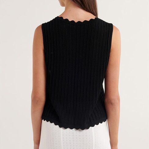Women Y2K Crochet Vest Top Tie Front Knit Sleeveless Tank Top V Neck Button Down Crop Top Streetwear(H-Knittd Tank Vest Top Yellow,L) in Saudi Arabia