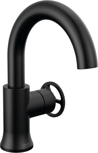 Delta Faucet Trinsic Matte Black Bathroom Faucet, Single Hole Bathroom Faucet, Single Handle Bathroom Sink Faucet Black, Diamond Seal Technology, Drain Assembly, Matte Black 558HAR-BL-DST in Saudi Arabia