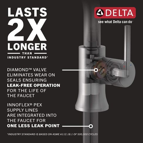 Delta Faucet Trinsic Matte Black Bathroom Faucet, Single Hole Bathroom Faucet, Single Handle Bathroom Sink Faucet Black, Diamond Seal Technology, Drain Assembly, Matte Black 558HAR-BL-DST in Saudi Arabia
