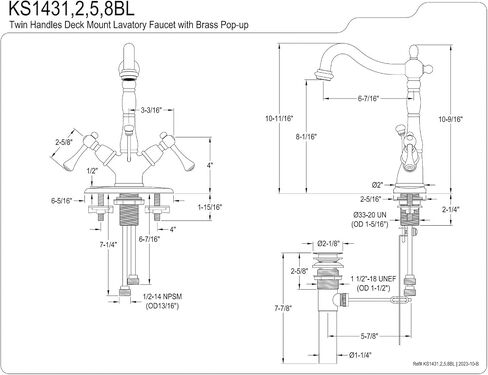Kingston Brass KS1431BL Heritage Bathroom Faucet, Polished Chrome in Saudi Arabia