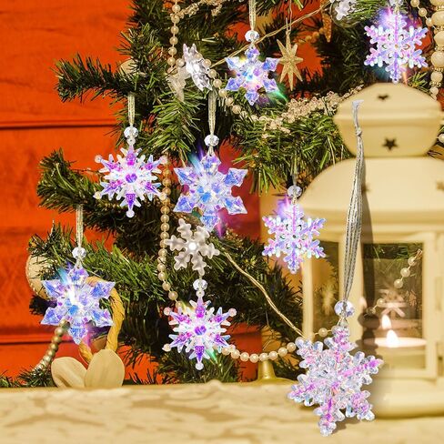 Leyndo 24 Pcs Winter Hanging Snowflake Ornaments Iridescent Crystal Snowflake Ceiling Hanging Acrylic Snowflake Suncatchers Crafts for Winter Snow Theme Party Decorations,4 Style in Saudi Arabia