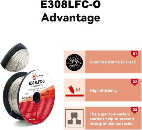 بكرة سلك لحام بقلب متدفق من الفولاذ المقاوم للصدأ E308LFC-O 0.030 بوصة 2 رطل سلك لحام منخفض الترشيش (E308LFC-O 0.035 بوصة 2LB) in Saudi Arabia