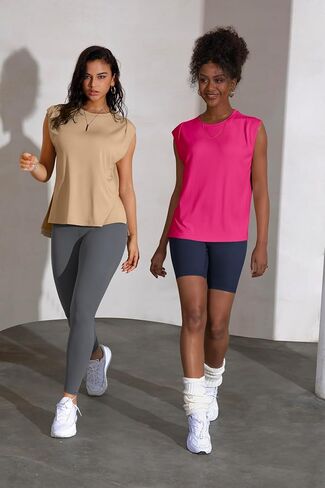 OSTAUG قطع علوية للتمرين للنساء برقبة دائرية وفضفاضة تناسب بلا أكمام قمصان رياضية للجيم والجري واليوجا قمصان بدون أكمام للعضلات in Kuwait