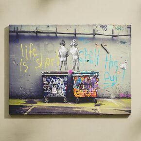 Banksy Canvas Wall Art Monkey Street Graffiti Wall Art Decor Follow Your Dreams Inspirational Wall Art Ready to Hang for Living Room Bedroom Home Bathroom Wall Decor 16''Wx24''H / 40x60cm