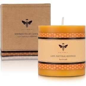 Natural Beeswax Pillar Candle, Large Beeswax Candle for Home Spa Yoga, Yellow Raw (3 x 3'')