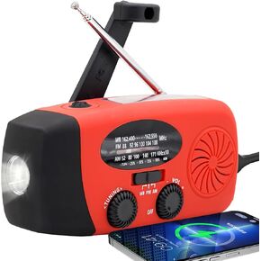 Weather Radio Solar Hand Crank Emergency Radio AM/FM/NOAA Weather Portable Radio 5000mah Power Bank, Phone Charger USB/Solar/Hand Crank Charging, Flashlight and SOS Alarm 3.5mm Earphone Jack