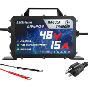 48V 15 AMP Lithium Battery Charger Waterproof with Intelligent Charging Protection and Trickle Charge, Portable Onboard 48v lifepo4 Battery Charger for 48V Golf Carts with LFP LiFePO4 Batteries