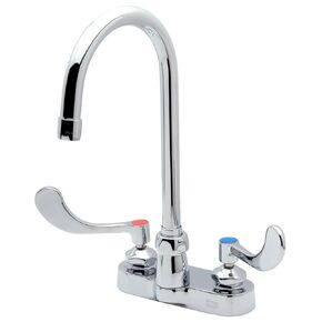 Zurn Z812B4-XL-FC AquaSpec Gooseneck Faucet, 4" Centerset, 5 3/8" Spout, 2.0 GPM Laminar Flow Control in Spout Base, 4" Wrist Blades