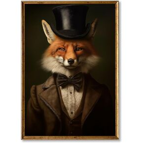 Vintage Animal Portrait Wall Art Aristocratic Fox Poster Renaissance Animal Poster Fox Vintage Portrait Art Retro Funny Print Classic Animals Wall Art Fox Victorian Portrait Prints 16x24inch No Frame