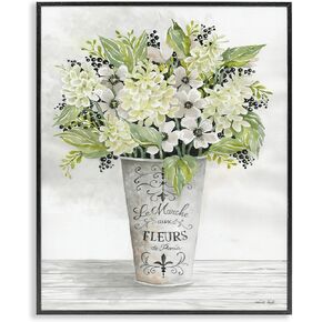 Stupell Industries French Floral Greenery Bouquet Parisian Charm Flowers Framed Giclee Art Design by Cindy Jacobs