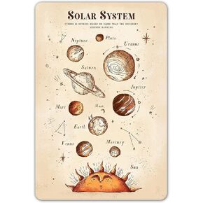 Agedsign Vintage Solar System Astronomy Poster for Astronomers Space Exploration Enthusiasts Cottagecore Decor, Classrooom Boys Bedroom Wall Art Retro Metal Tin Sign 8x12 Inch