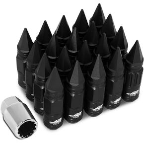 J2 Engineering 7075 Aluminum Red M12 x 1.5 16Pcs L: 80mm Spiky Cap Lug Nut w/4Pcs Lock+Key