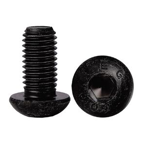 M10-1.5 x 75mm Button Head Socket Cap Screws, 10.9 Grade Alloy Steel, Allen Socket Drive, Black Oxide Finish, Full Thread, Quantity 6