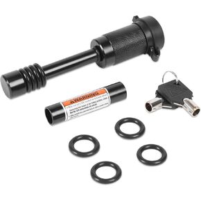 METOWARE Heavy Duty Trailer Hitch Lock Pin, 1/2" Diameter Lock Pin with 5/8" Adaptor, 8 Rubber O-Rings, Fits 2" Receiver Tubes, Class I-V Receivers (2 Pack)