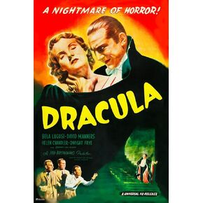 Dracula 1931 Bela Lugosi Nightmare Of Horror Retro Vintage Horror Movie Poster Horror Movie Merchandise Monster Memorabilia Spooky Scary Halloween Decorations Cool Wall Art Print Poster 16x24