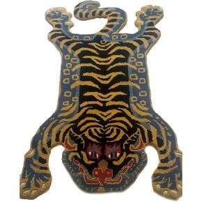 Generic Tibetan Tiger Print Skin Area Rug For Home Decor Wall Hanging For Living Room Bedroom Anti-Slip Rug Gift By Aftab Collection (2 X 3 Feet, Black Gold)