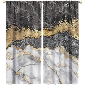 NO Abstract Marble Curtains Navy Blue Gold Stripe Marble Birthday Farmhouse Curtains Great for Living Rooms and Bedrooms 2 Panels Set 42x45in