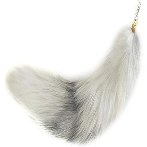 Huge Real Fox Tail Fluffy Fur Keychain Cosplay Tails Charm Accessories Handbag Tassel Ring Key Chain (gold