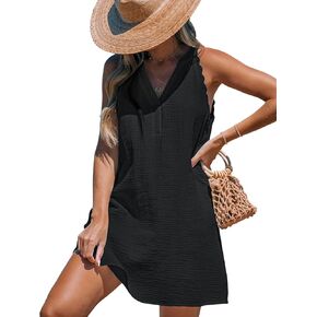 CUPSHE Women Swimsuit Cover Up V Neck Bathing Suit Coverups Patial Button Down Shirt Beachwear for Summer 2024