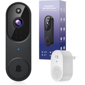 1080p Video Doorbell Camera Wireless with Chime, FHD Live View, AI Human Detection, 2-Way Audio, Night Vision, Cloud Storage, Battery Powered, Wire-Free, Indoor Outdoor Surveillance
