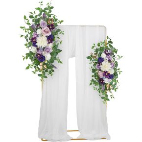 Wedding Arch Flowers Kit of 2 - Artificial Flower Swag Wedding Welcome Sign Decorative Floral Swags for Wedding Reception Ceremony Signs Wedding Chair Ceremony Floral Decor (Beige)