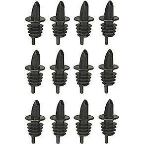 Plastic Free Flow Black Liquor Pourer, bar cart alcohol bottles accessories, liquor bottle pour spout, booze shot pourer dispenser Pack of 12 (Clear white)