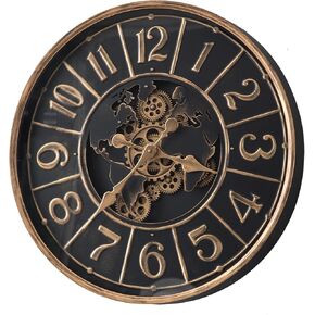 SOFE 20 Inches Large Wall Clocks for Living Room Decor, Real Moving Gear Clock, Battery Wall Clock Silent, Modern Decorative Clock, Arabic Numeral Metal Clock for Wall in Bathroom, Office