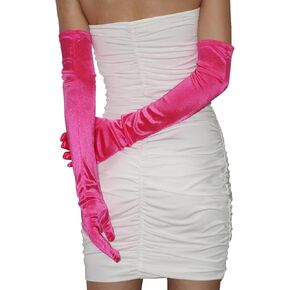Long Satin Opera Party Gloves for Women, 22" Stretchy Wedding Evening Party Gloves, Elbow Length Adult Size