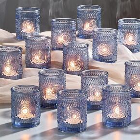 30 Pack Clear Glass Votive Candle Holders, Vintage Candle Holder Bulk, Tealight Candle Holders for Table Centerpieces, Home, Bridal Shower, Birthday, Christmas, Thanksgiving Party Table Decor