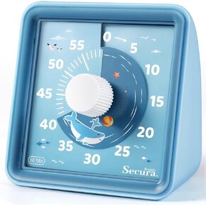 Secura 60-Minute Visual Timer, Countdown Timer for Kids, Classroom Timer, Kids Timer, Pomodoro Timer, Time Management Tool (Orange)