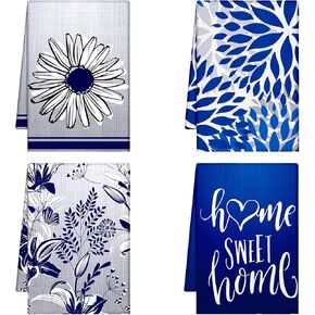 Geyoga 4 Pcs Kitchen Towels Farmhouse Vintage Dish Towel Rustic Cloths Hand Towels 16 x 24 Inch Tea Towel for Christmas Bathroom(Classic Color,Rooster)