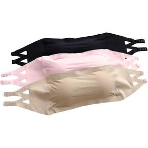 OYOANGLE Girl's 3 Pack Bandeau Strapless Bralette Comfortable Bras Seamless Tube Top Bra
