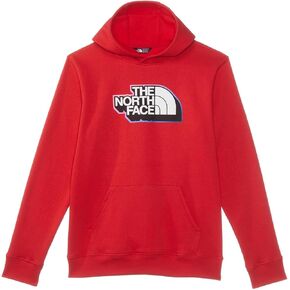 THE NORTH FACE Boys' Camp Fleece Pullover Hoodie, TNF Light Grey Heather/Radiant Poppy, X-Large
