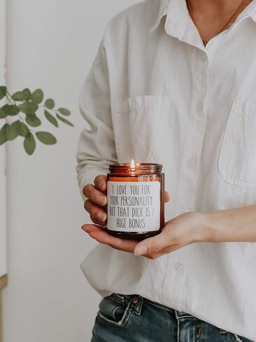 FUND AMLIGHT Teakwood Scented Candle, I Love You for Your Personality, Unique Rude Gift for Husband Boyfriend in Saudi Arabia