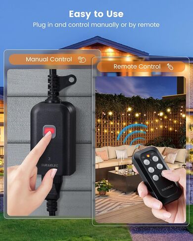 SURAIELEC Outdoor Remote Control Outlet, Wireless Waterproof Remote Power Switch, 15 AMP, 100 FT Range, 1 Remote 1 Outlet, Electrical Plug for Indoor Outdoor Lights, Holiday Decorations in Saudi Arabia